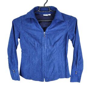 Womens Blue Cato Jacket Full Zip Long Sleeve Collar Neck Size S